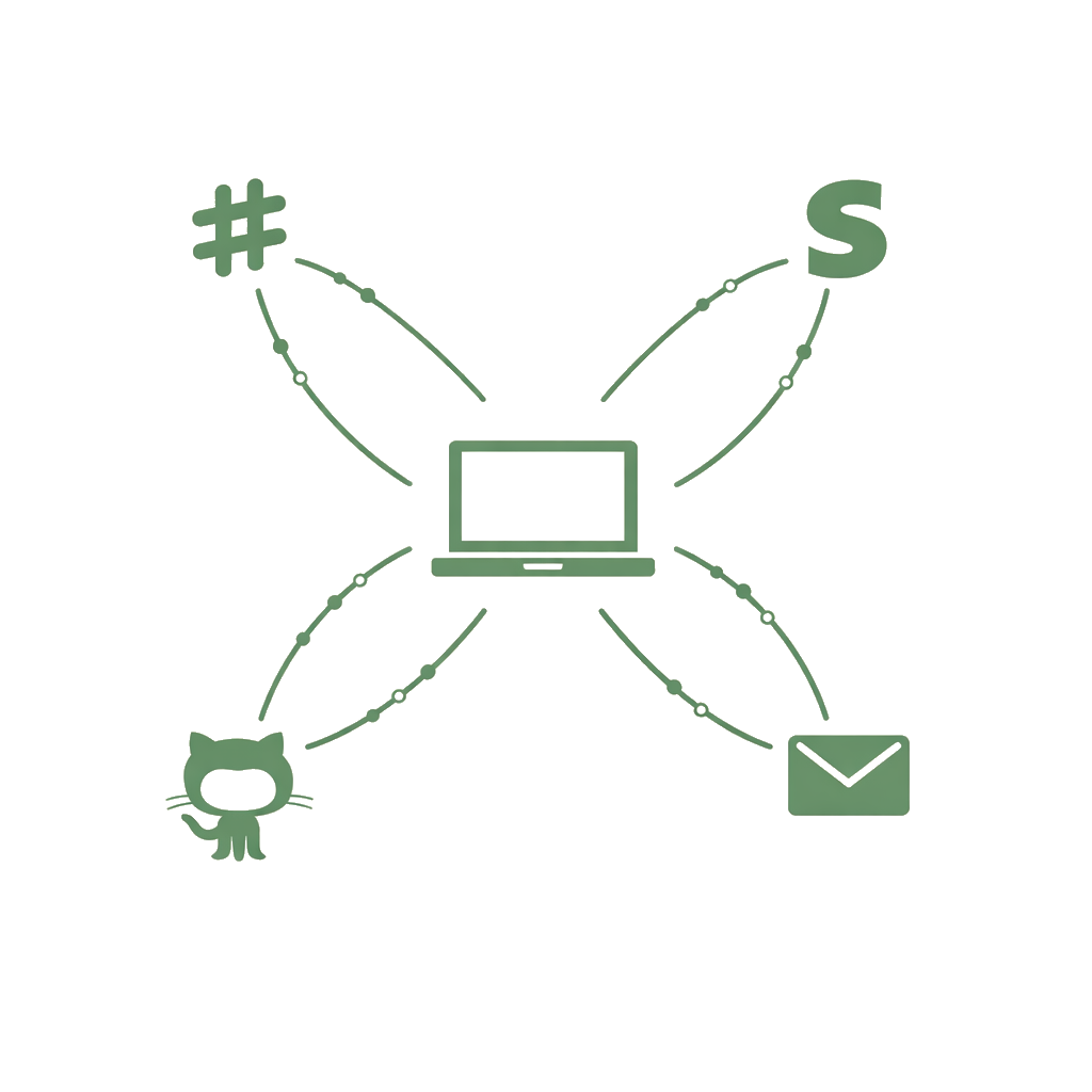 Services connected to a central laptop hub